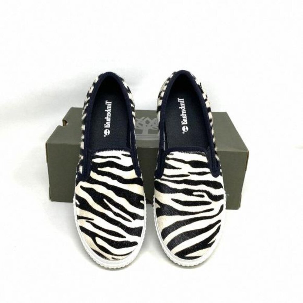 Timberland BX2 WOMEN SKYLA BAY SLIP ON ZEBRA LEATHER Black BX2 0A2GW6 TB White - Picture 8 of 11